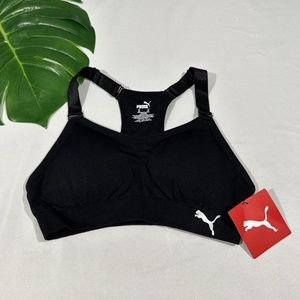NWT Puma [‎ XS ] Racetrack Padded Sports Bra in Black